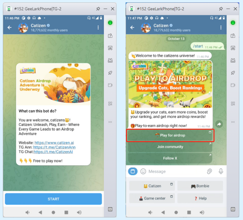 How to start play Catizen on Telegram