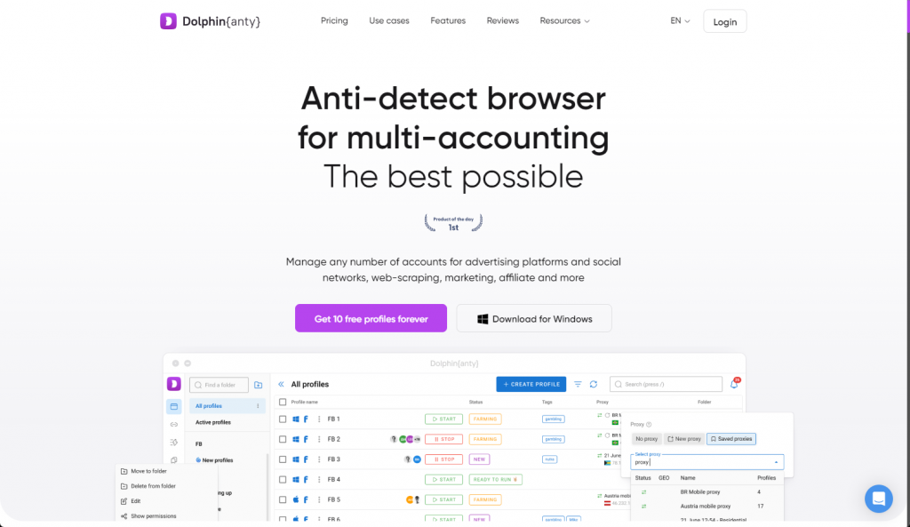 Dolphin Anty is a smart proxy browser tool